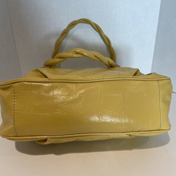 Vintage Y2K Hobo Shoulder Bag Mustard Yellow Faux Leather Croc Embossed Payless - Picture 8 of 16